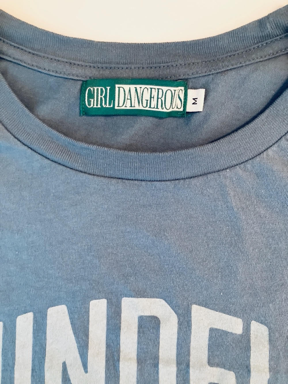 Girl Dangerous Blue Longsleeve Tshirt Mindful Varsity Striped Oversized ($65) - Picture 7 of 9